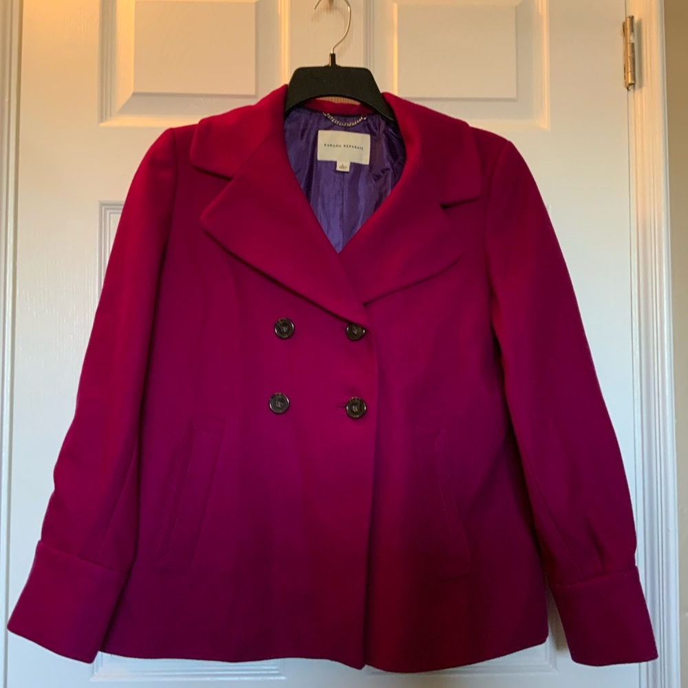 Banana Republic Magenta Pea Coat